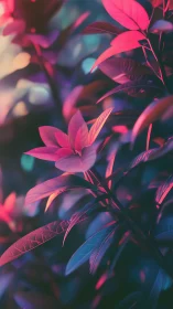 Neon Blooms: Vibrant Flowers in Dreamlike Light.