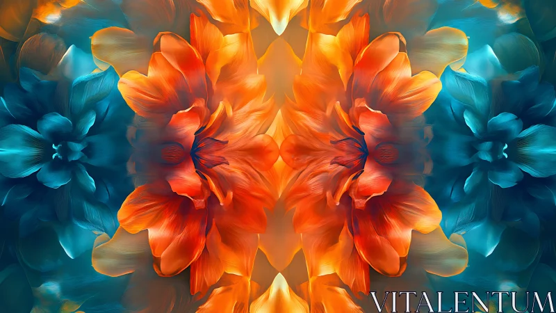 Symmetric chromatic floral turbulence in digital pigment fields.