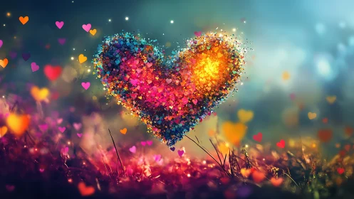 Radiant Heart Composed of Luminous Particle Clusters