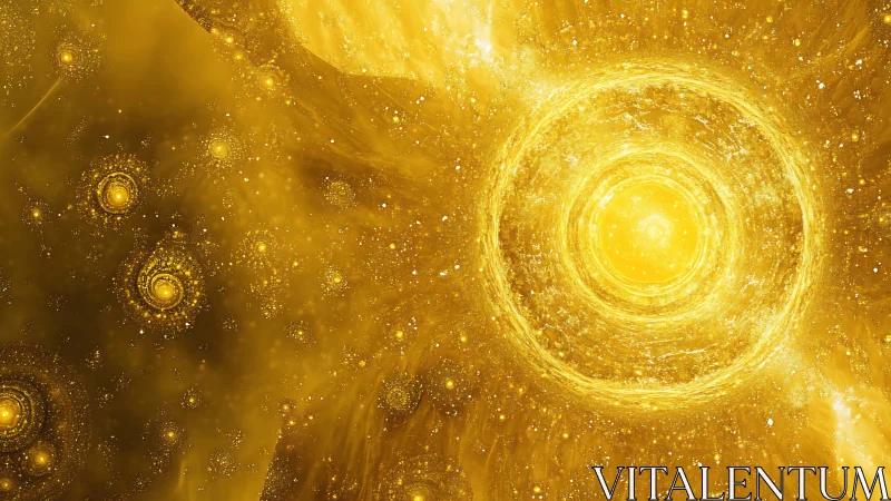 Golden fractal vortex forms concentric luminous rings in space