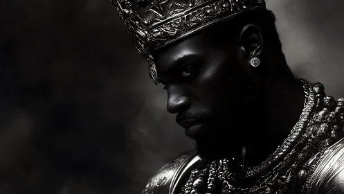 Regal black and silver king gazes with quiet strength.