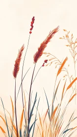 Gentle autumn reeds swaying in soft minimalist light.