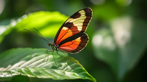 Macro study of a vibrantly patterned butterfly on foliage
