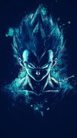 Electric warrior condenses fury into a neon-blue corona