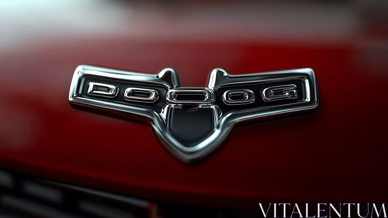 Chromed car badge shows stylized DOOG logotype on red hood