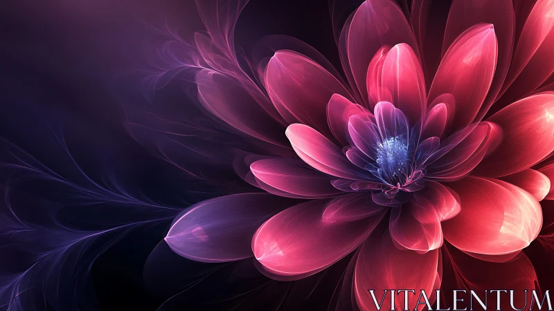 Digital fractal flower with translucent pink petals.