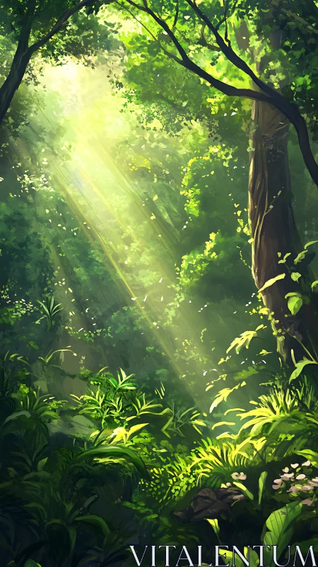 Volumetric light penetration through deciduous forest canopy with light diffusion effects