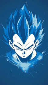 Blue flame warrior stares down the cosmos in silence