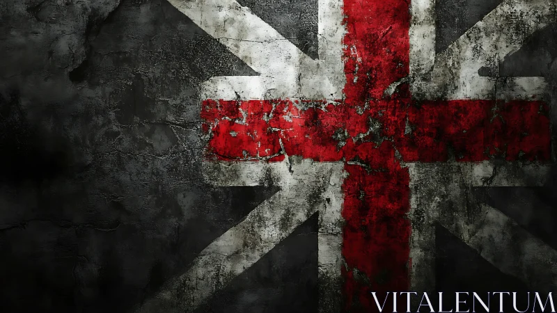 Grunge-textured Union Jack composition on distressed wall surface.