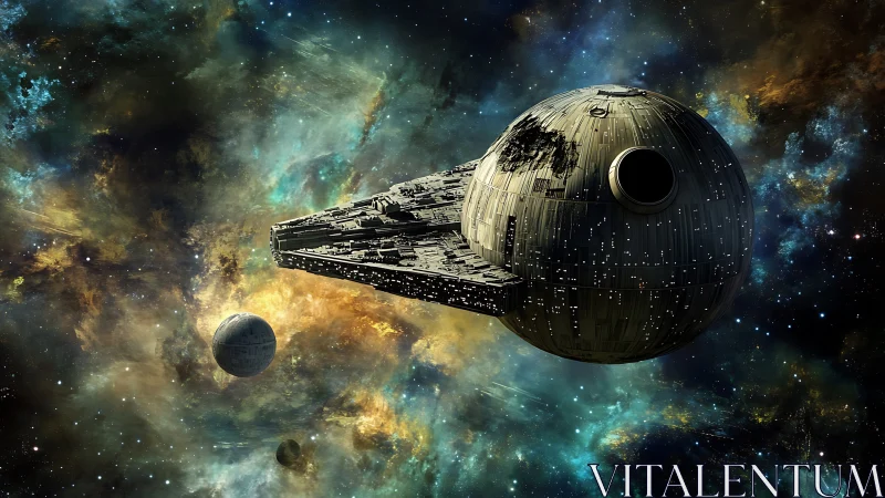 Spherical starship structure in nebula-rich outer space.