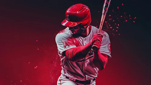 Dynamic baseball batter rendered in high contrast digital vector art