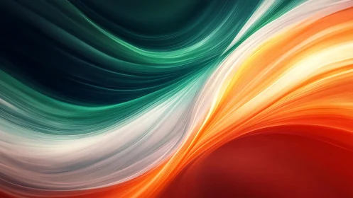 Ribboned aurora of teal, white and ember-orange in flight.