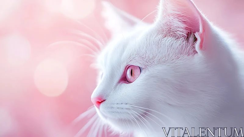 Porcelain-coated feline with chromatic heterochromia-adjacent rose ocular tissue.