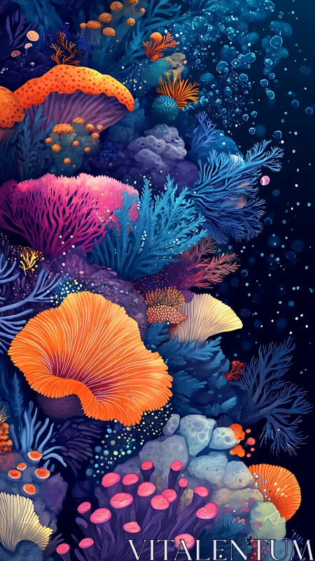 Colorful coral garden glowing in a dreamy underwater world.