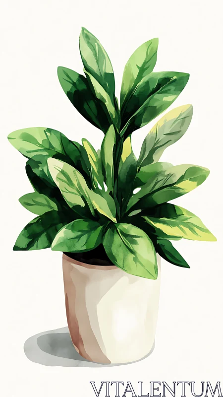 Cozy potted houseplant bringing gentle fresh green calm.