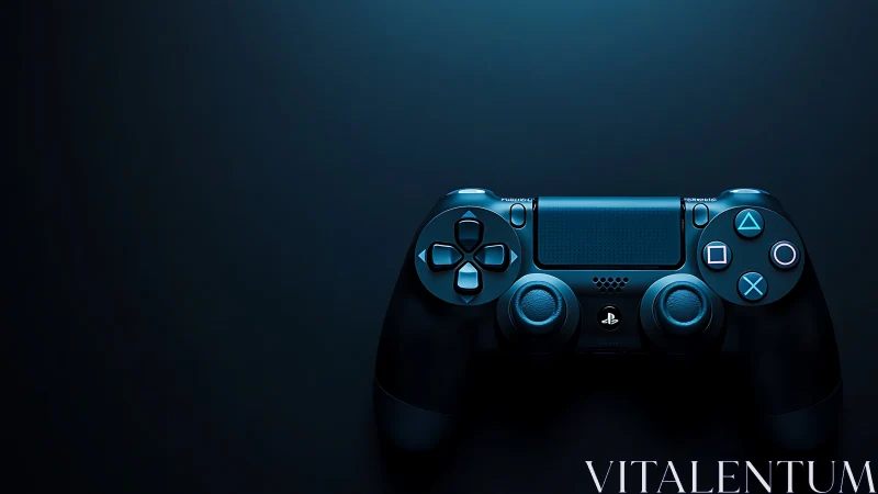 PlayStation DualSense Controller with Blue Accents on Dark Background