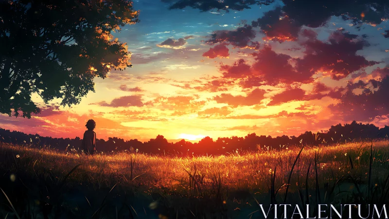 Backlit child silhouette studies volumetric sunset sky gradients