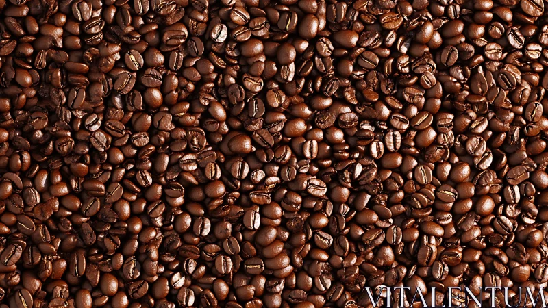 Coffee beans closeup texture with glossy roasted surfaces.