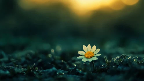 Tiny dawn daisy quietly composes a hymn to the light