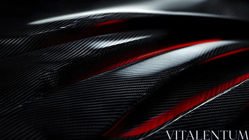 Futuristic carbon fiber texture with sleek red highlights, abstract style.