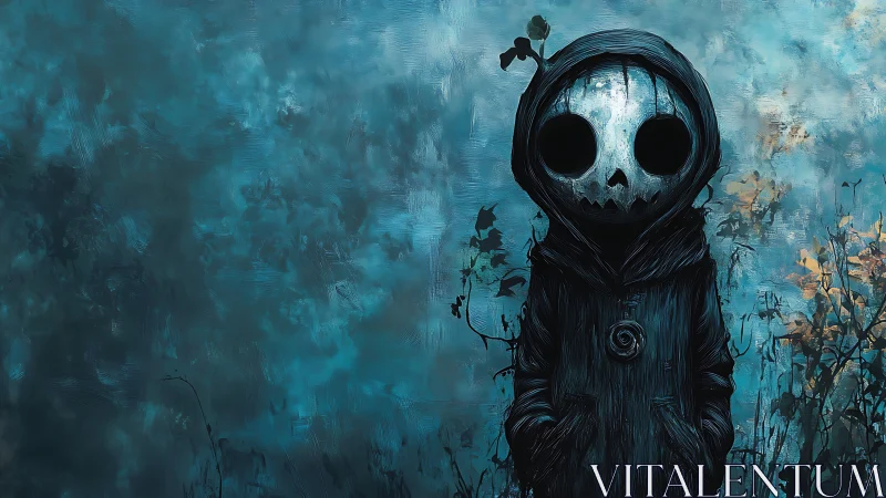 Moon-eyed wanderer waits quietly at the edge of autumn