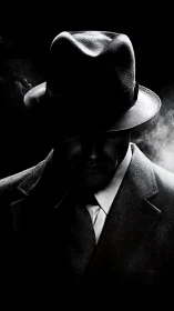 Man in suit and fedora is lit by high contrast rim light