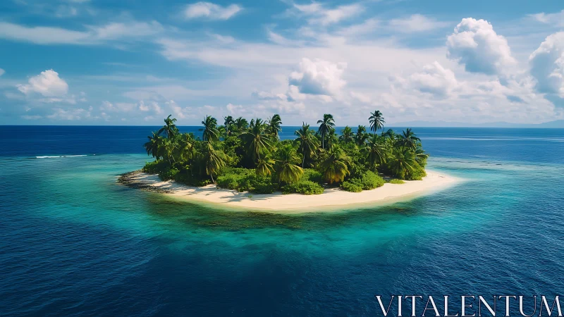 Tropical Paradise Island Surrounded by Turquoise Waters.