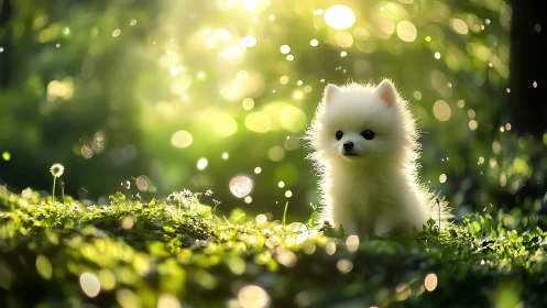 Tiny forest cloud pup quietly steals the sparkling sunrise
