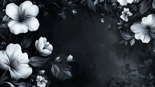 White Blossoms Dancing Across Dramatic Black Canvas