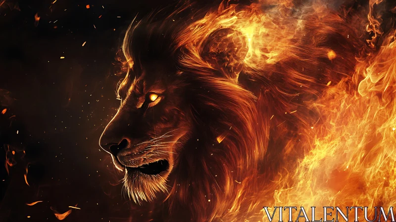 Lion-shaped inferno roars into focus through sculpted flame