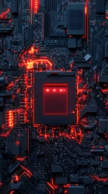 Midnight motherboard core glowing like a neon heartbeat.