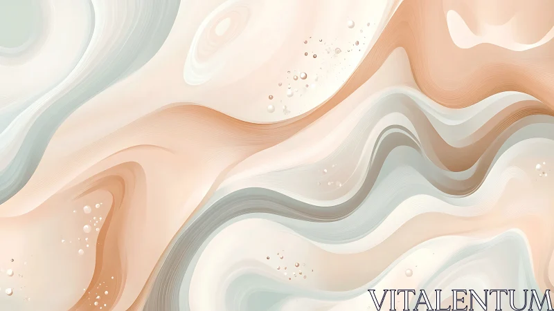 Soft pastel fluid waves over abstract layered landscape.