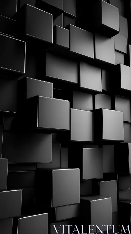 Black cubic blocks form staggered geometric 3D wall