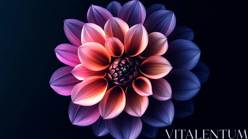 Neon Bloom: Gradient Petals Dancing in Cosmic Darkness.