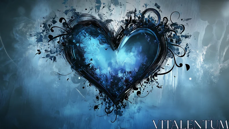 Atmospheric Heart: Dimensional Splatter Construct with Filigree Ornamentation.