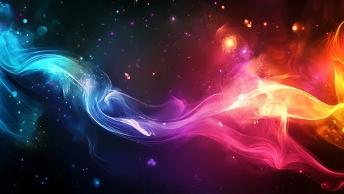 Vibrant cosmic light stream flows across a starry void