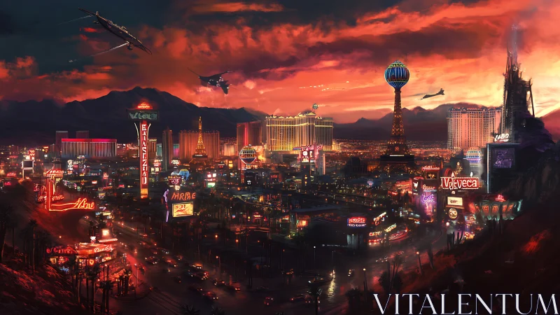 Neon dusk unravels over a turbocharged desert casino sprawl