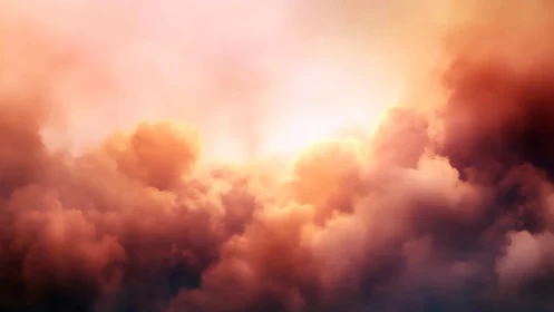 Sunlit blush clouds glowing in a dreamy pastel sky.