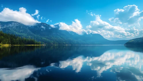 Quiet mountain lake where clouds linger and dreams slow.