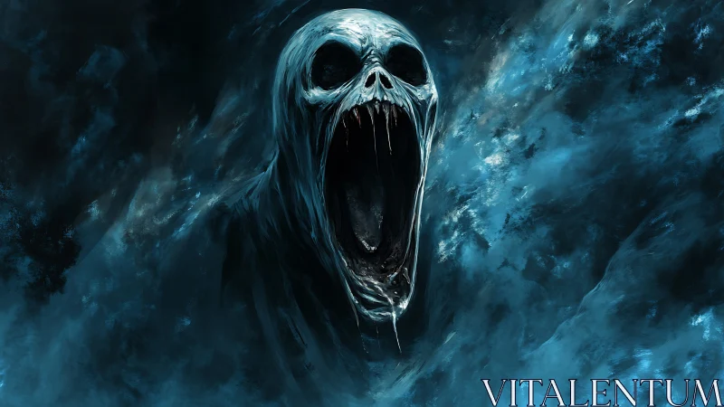 Spectral wraith emergence with cavernous sonic maw dynamics.