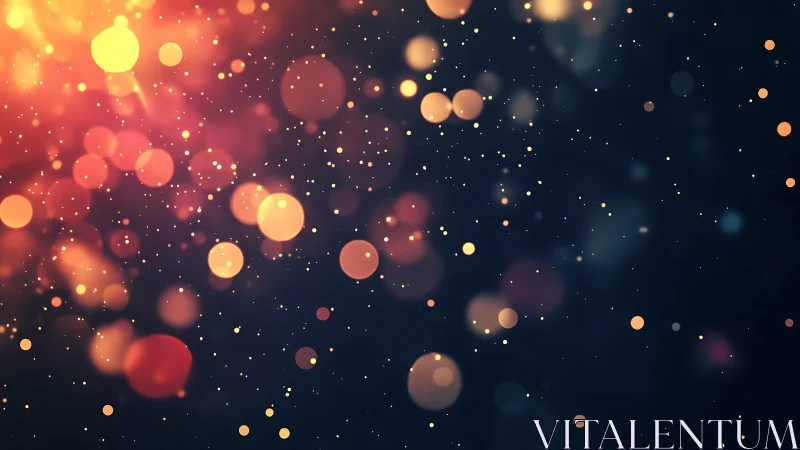Warm golden bokeh lights on dark abstract background, dreamy style.