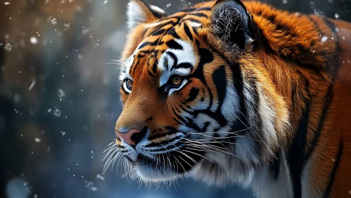 Snowlit tiger portrait renders hyper-detailed winter fur