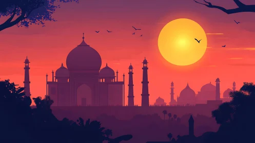 Sun-drenched domes courting twilight above silent gardens.