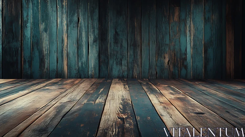 Weathered wooden room offers rustic stage with moody light