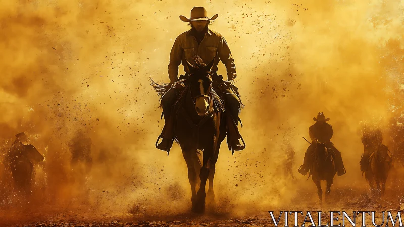 Dust-storm cowboys carve burning trails through liquid light