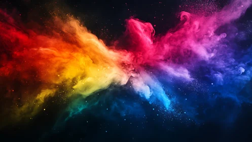 Prismatic nebula plume exploding across deep cosmic void.