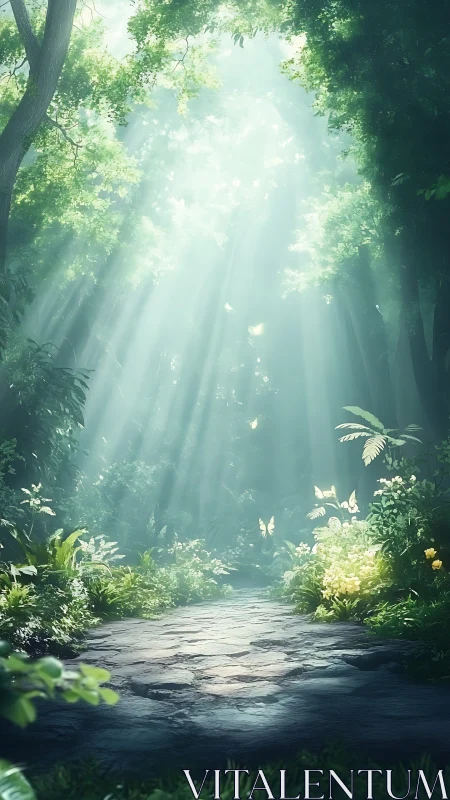Celestial Pathways: Where Sunlight Dances Through Ancient Canopy.