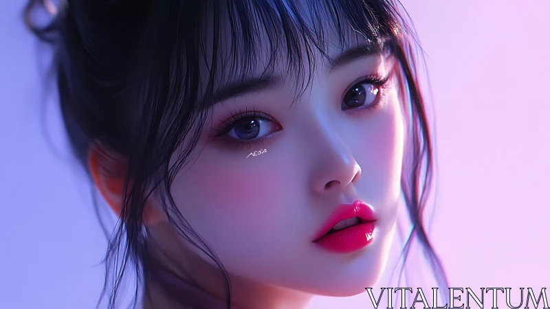 Neon-kissed gaze floats between dusk light and daydreams
