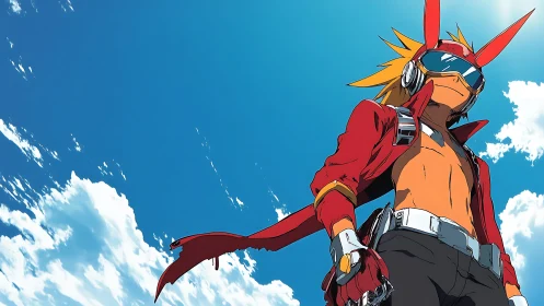 Sky-slasher drifter under blazing blue horizon skies.