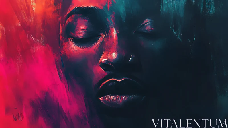 Dreamlit portrait resting between firelight and shadow.